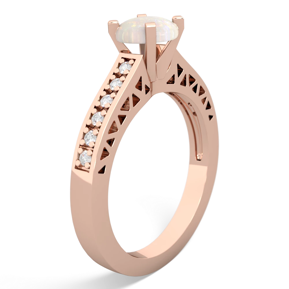 Opal Art Deco Engagement 6Mm Round 14K Rose Gold ring R26356RD