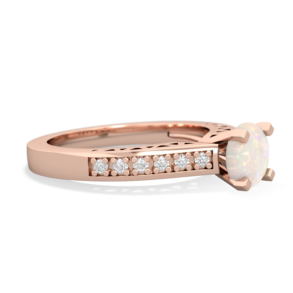 Opal Art Deco Engagement 6Mm Round 14K Rose Gold ring R26356RD