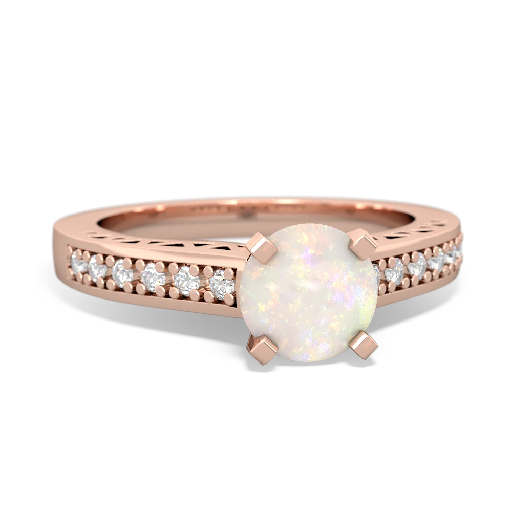Opal Art Deco Engagement 6Mm Round 14K Rose Gold ring R26356RD