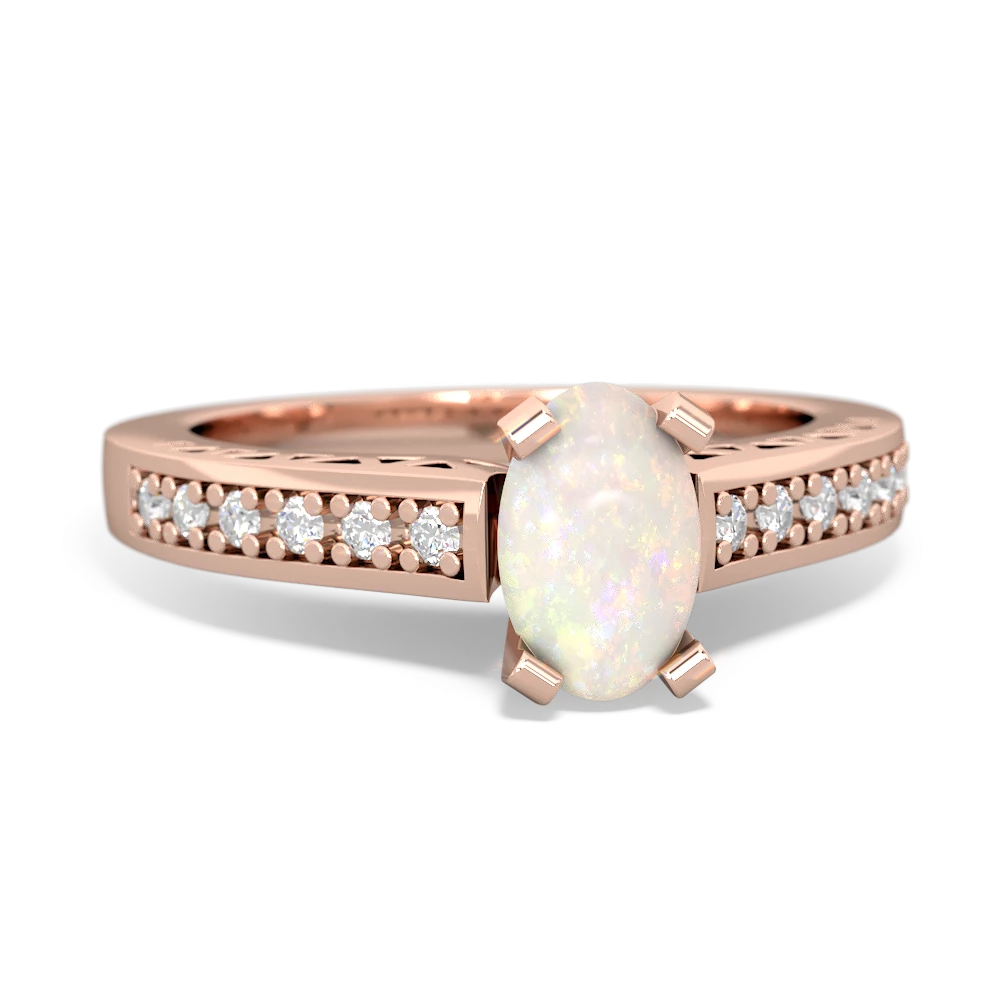 Opal Art Deco Engagement 7X5mm Oval 14K Rose Gold ring R26357VL