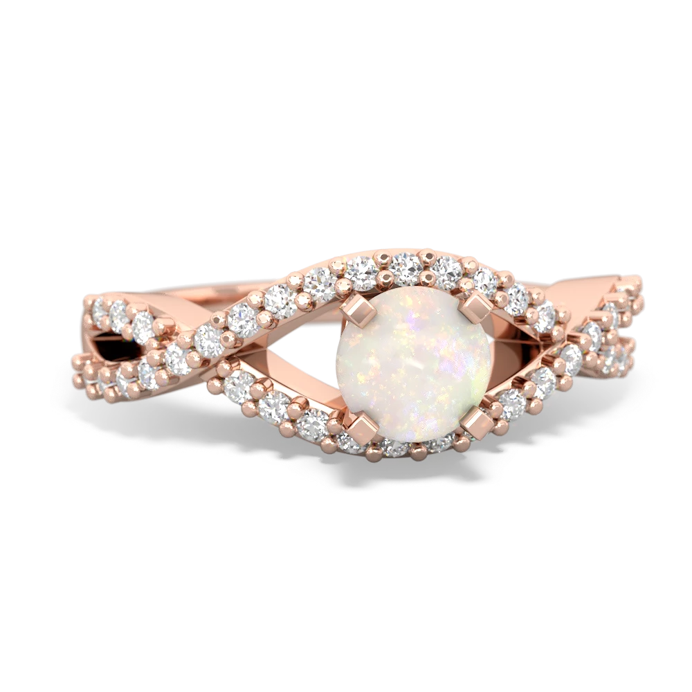 Opal Diamond Twist 5Mm Round Engagment  14K Rose Gold ring R26405RD