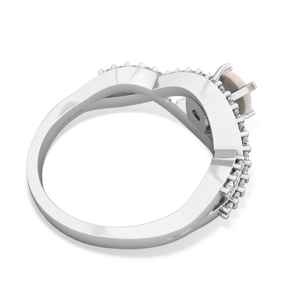 Opal Diamond Twist 5Mm Round Engagment  14K White Gold ring R26405RD