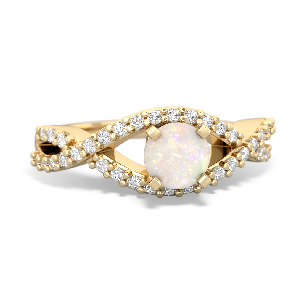 Opal Diamond Twist 5Mm Round Engagment  14K Yellow Gold ring R26405RD