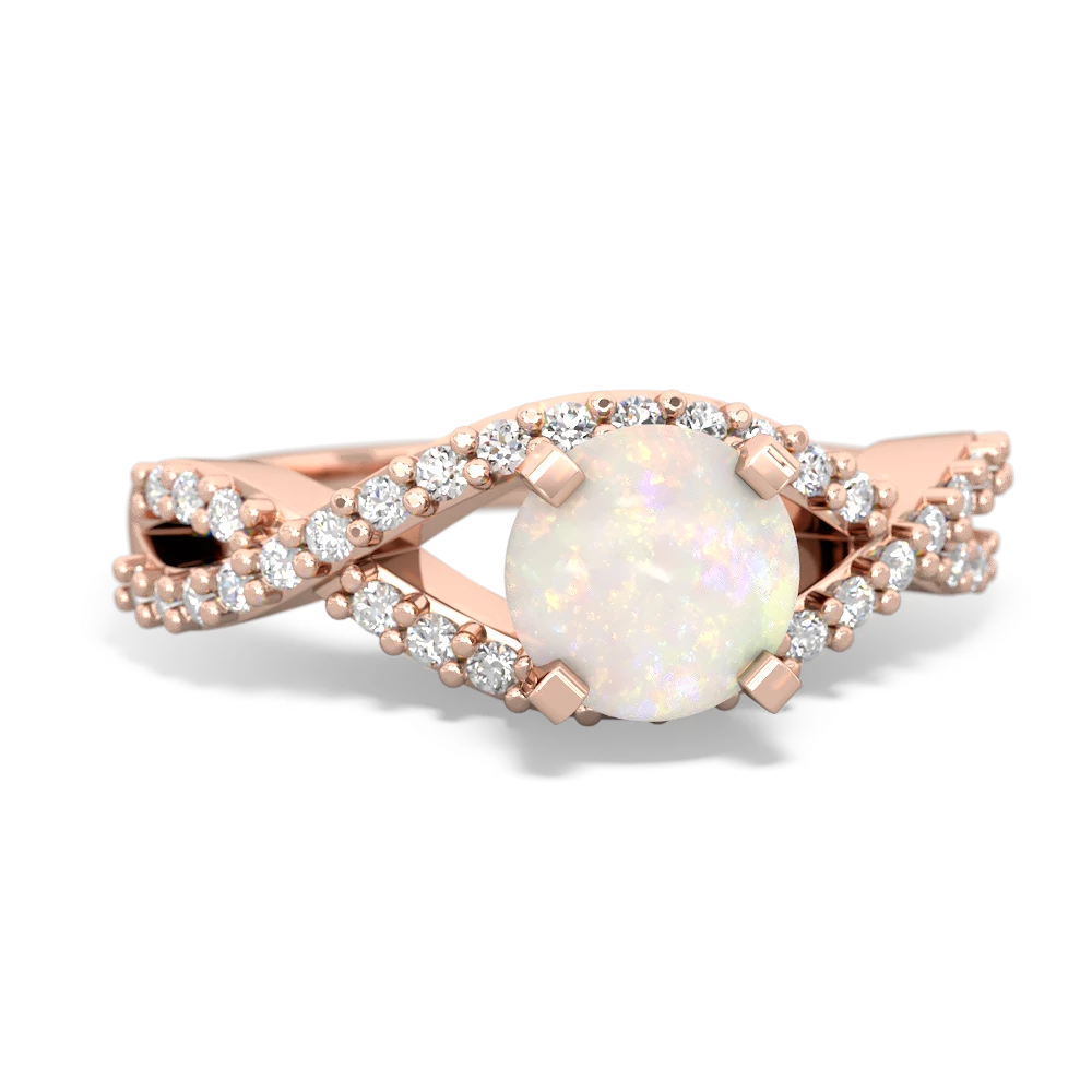 Opal Diamond Twist 6Mm Round Engagment  14K Rose Gold ring R26406RD