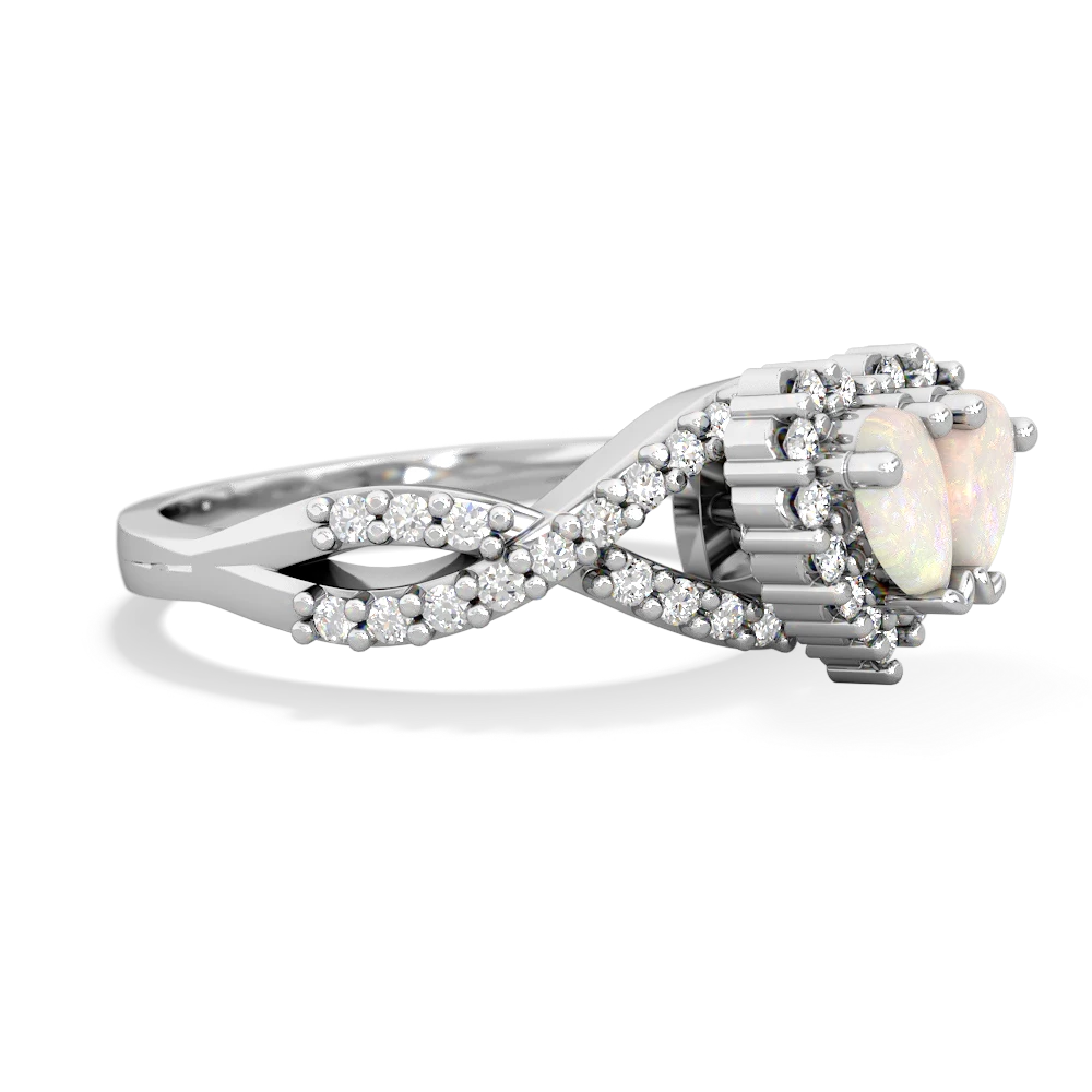 Opal Diamond Twist 'One Heart' 14K White Gold ring R2640HRT