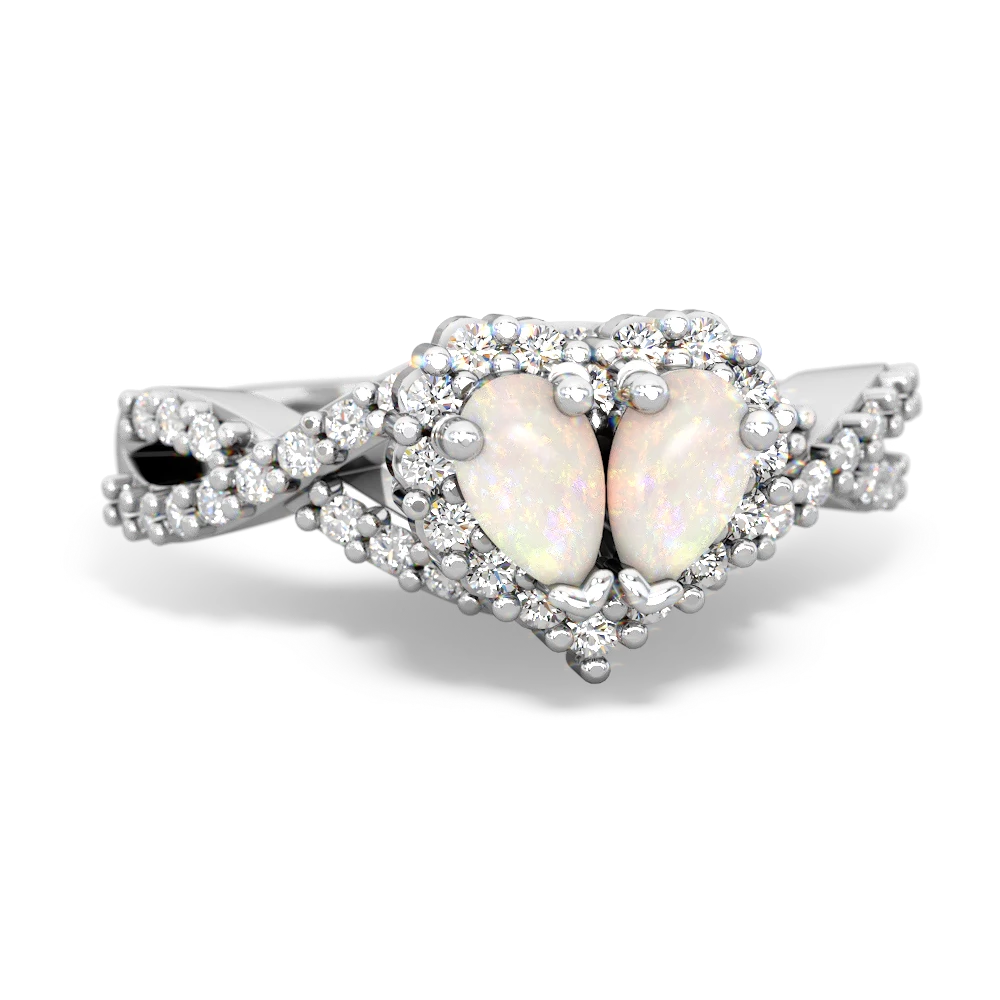 Opal Diamond Twist 'One Heart' 14K White Gold ring R2640HRT