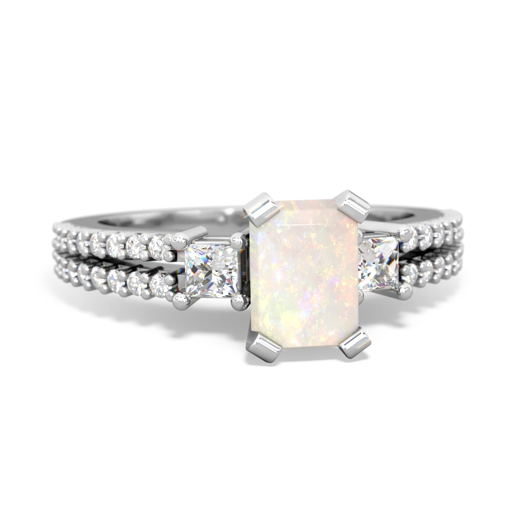 Opal Classic 7X5mm Emerald-Cut Engagement 14K White Gold ring R26437EM