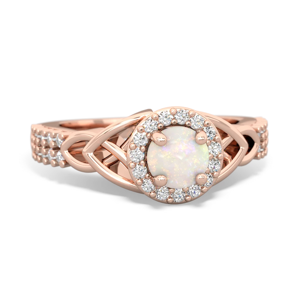 Opal Celtic Knot Halo 14K Rose Gold ring R26445RH