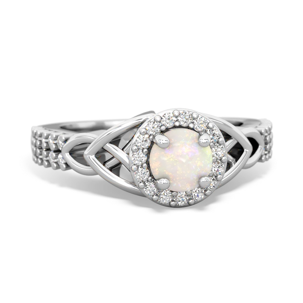 Opal Celtic Knot Halo 14K White Gold ring R26445RH