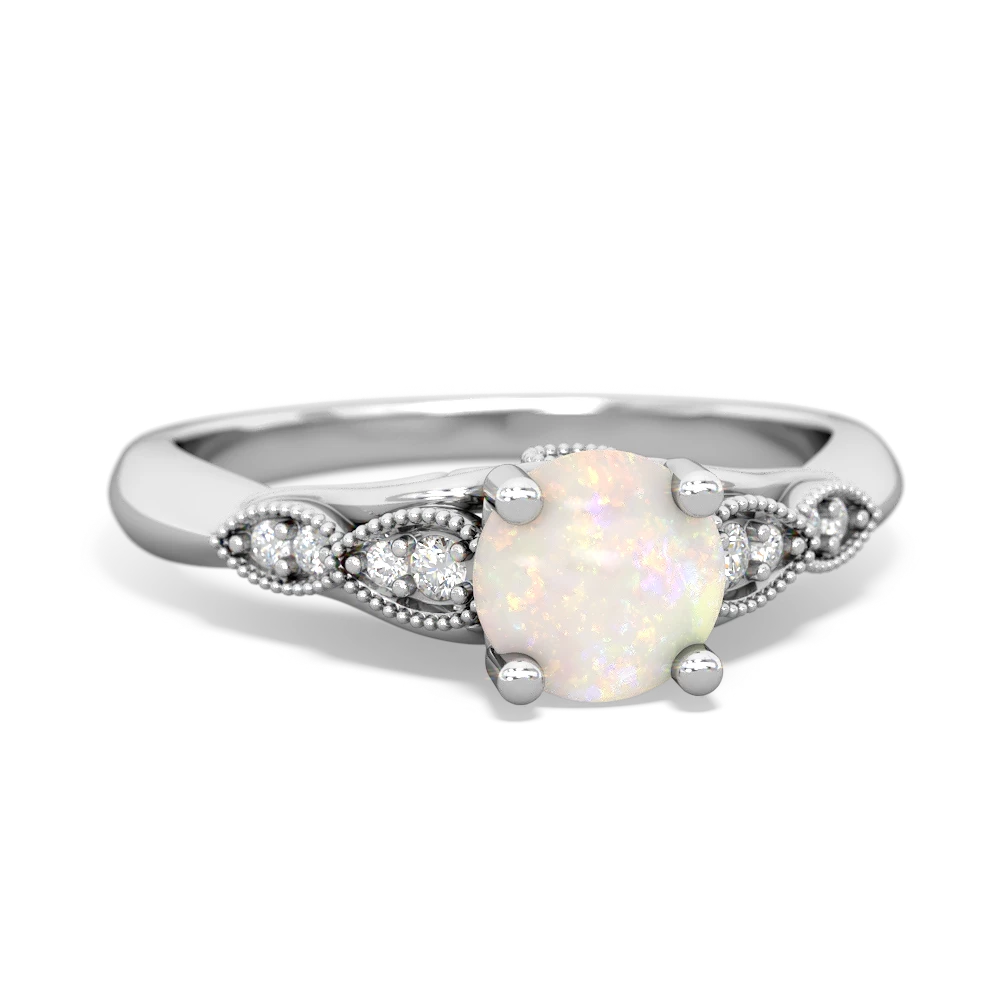 Opal Antique Elegance 14K White Gold ring R3100