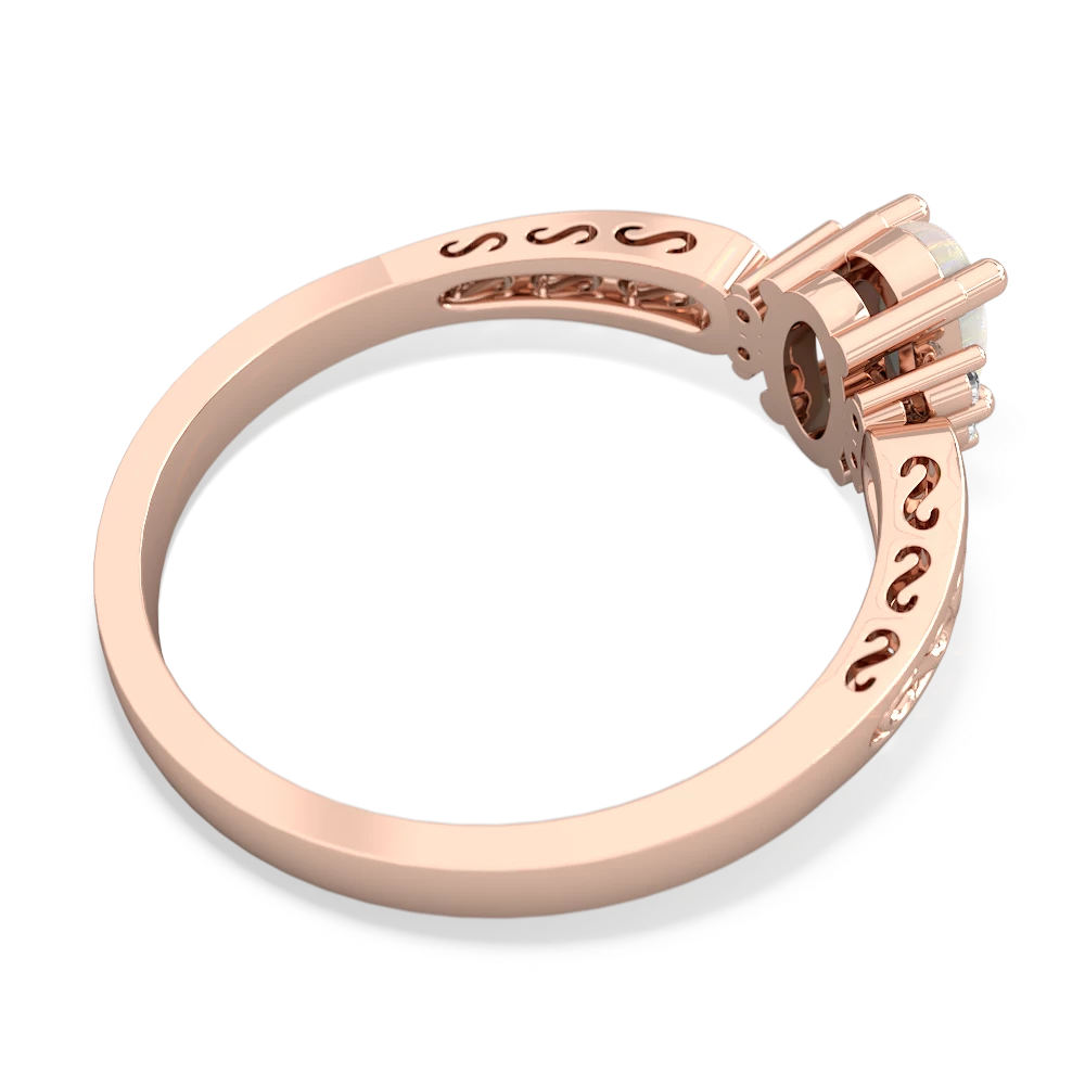 Opal Filligree Scroll Oval 14K Rose Gold ring R0812