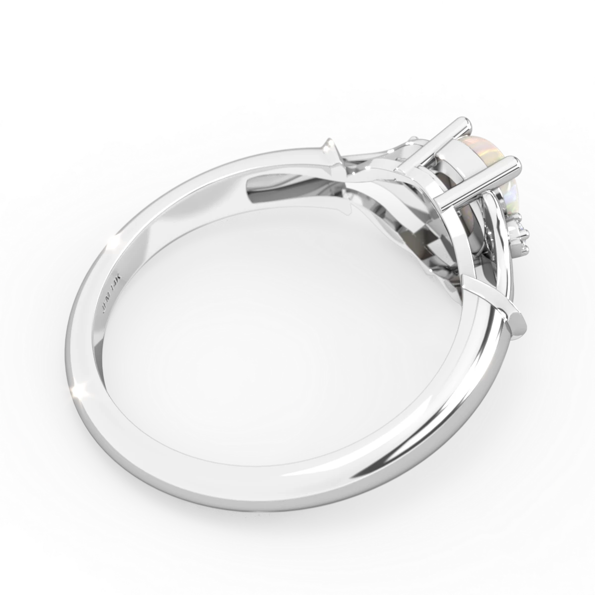 Opal Precious Pear 14K White Gold ring R0826