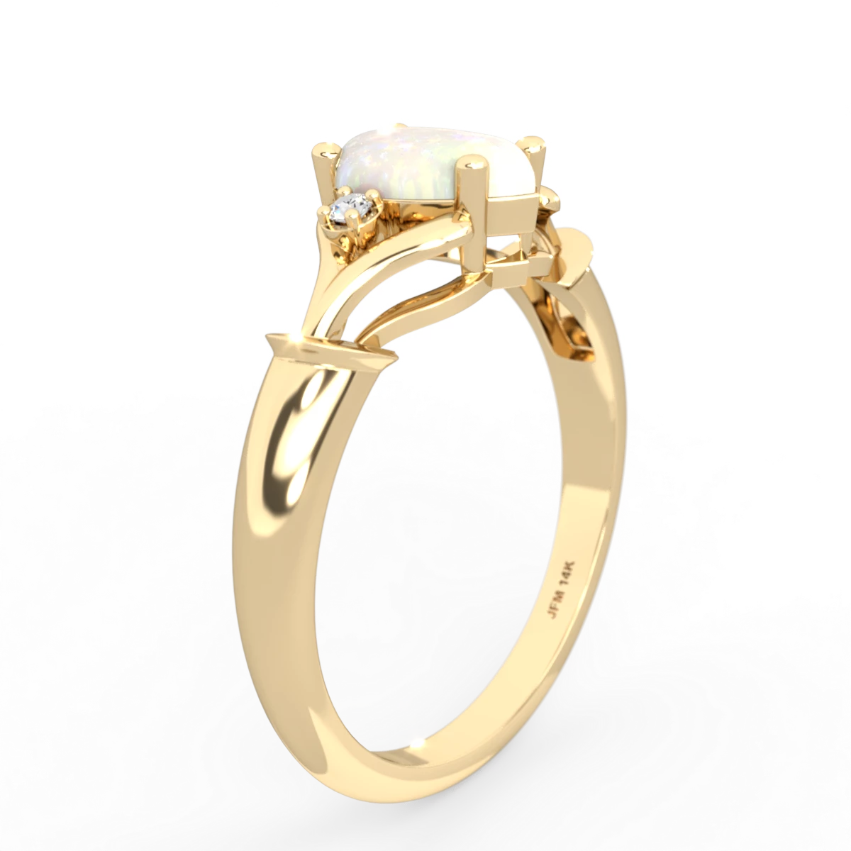 Opal Precious Pear 14K Yellow Gold ring R0826