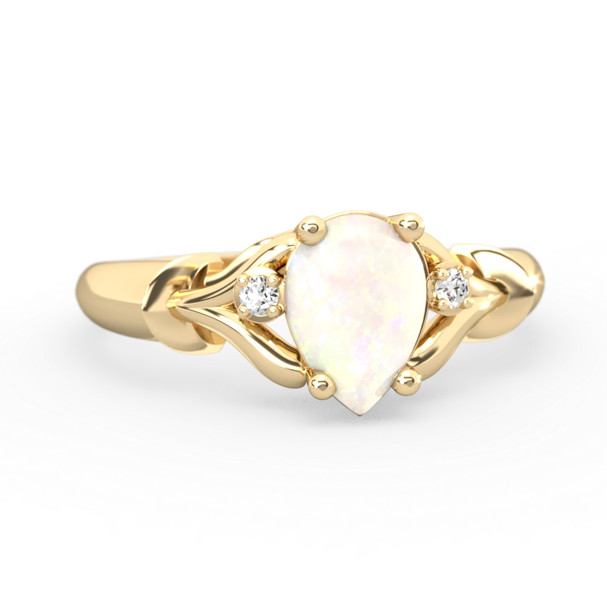 Opal Precious Pear 14K Yellow Gold ring R0826