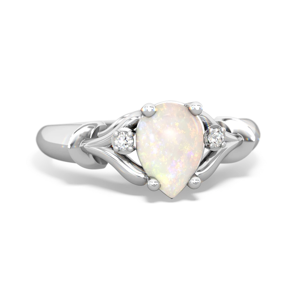 Opal Precious Pear 14K White Gold ring R0826