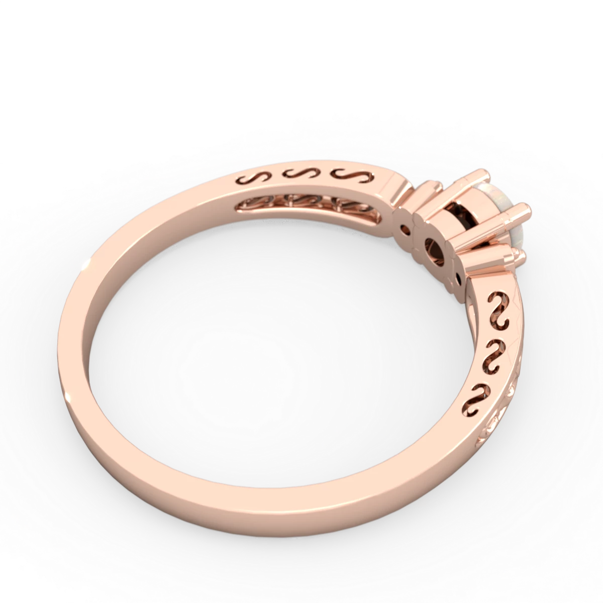Opal Filligree Scroll Round 14K Rose Gold ring R0829