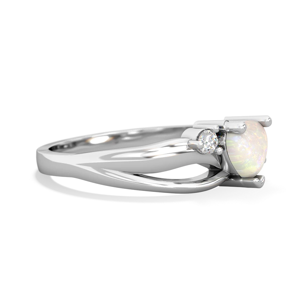 Opal Split Band Swirl 14K White Gold ring R2130