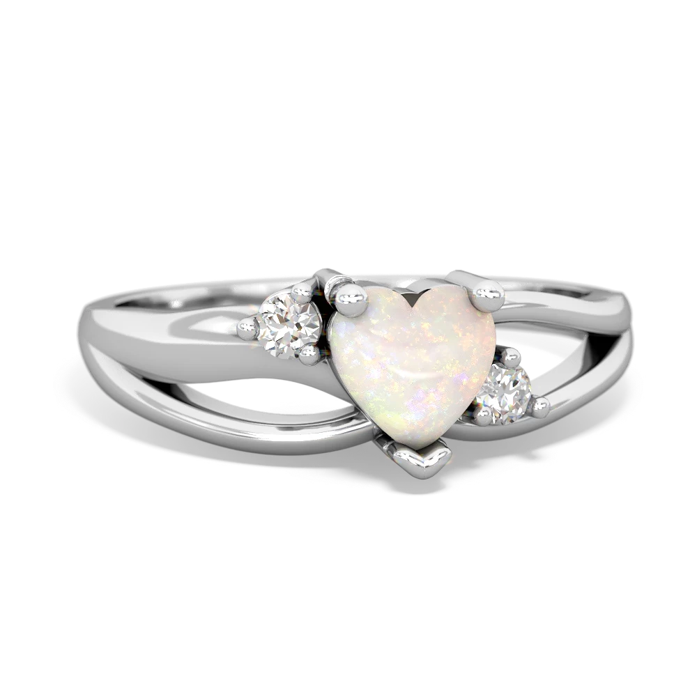 Opal Split Band Swirl 14K White Gold ring R2130