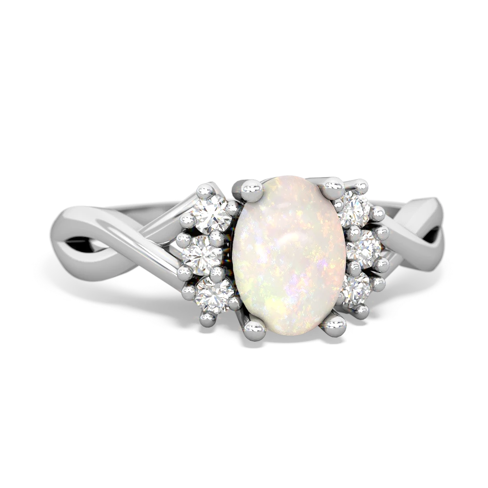 Opal Victorian Twist 14K White Gold ring R2497