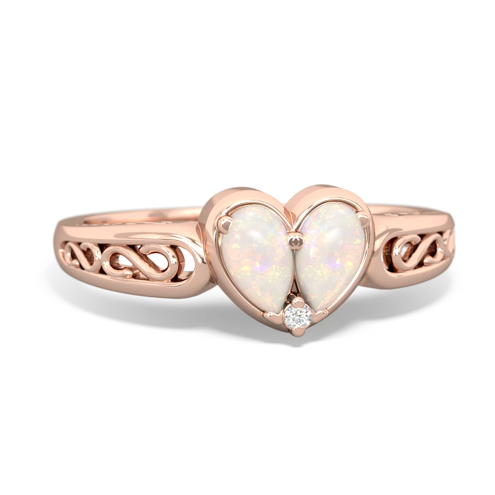 Opal Filligree 'One Heart' 14K Rose Gold ring R5070