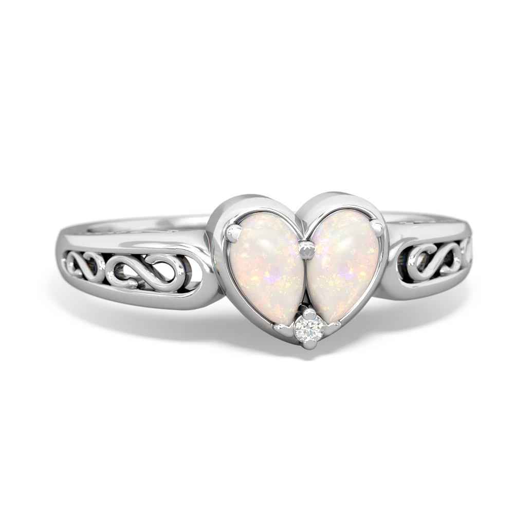 Opal Filligree 'One Heart' 14K White Gold ring R5070