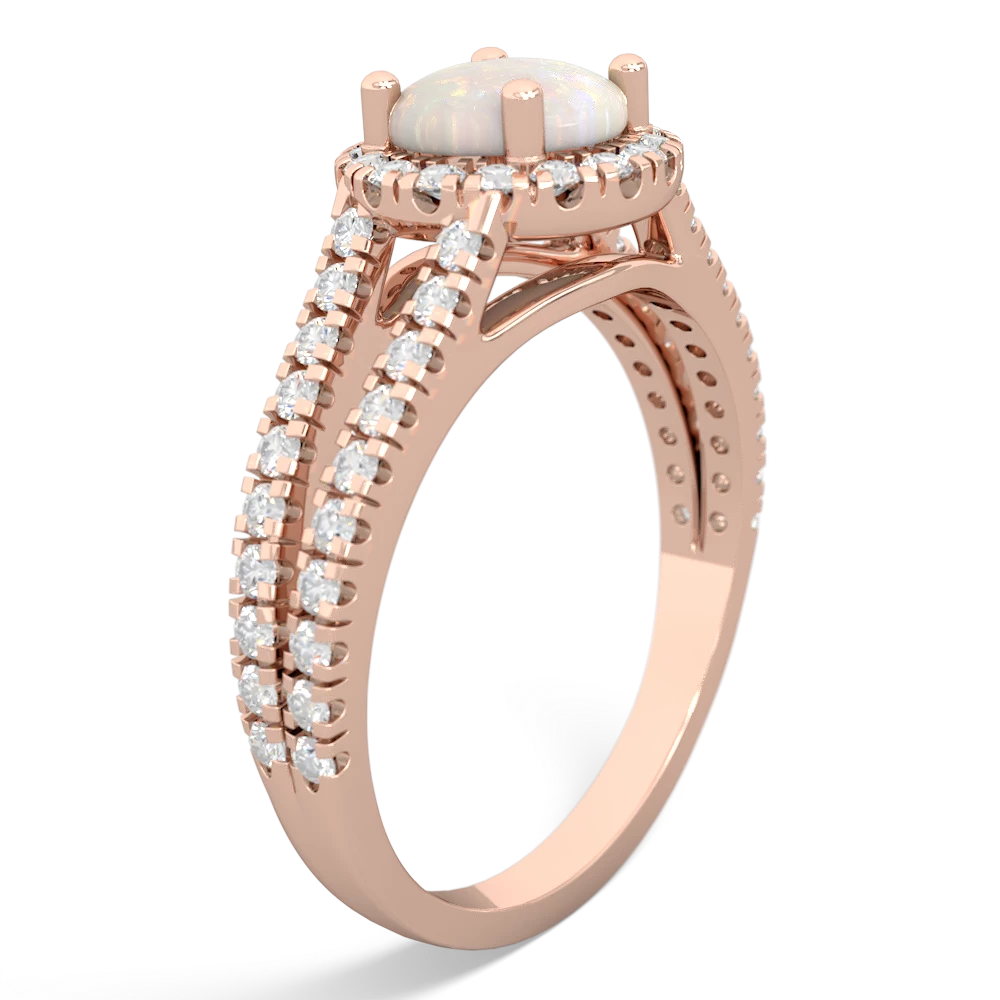 Opal Pave Halo 14K Rose Gold ring R5490
