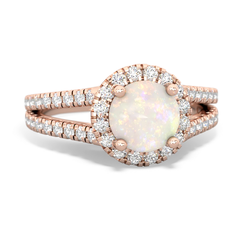 Opal Pave Halo 14K Rose Gold ring R5490