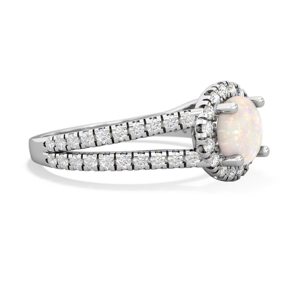 Opal Pave Halo 14K White Gold ring R5490