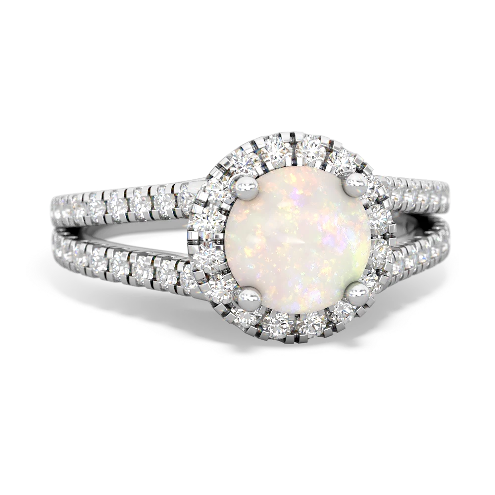 Opal Pave Halo 14K White Gold ring R5490