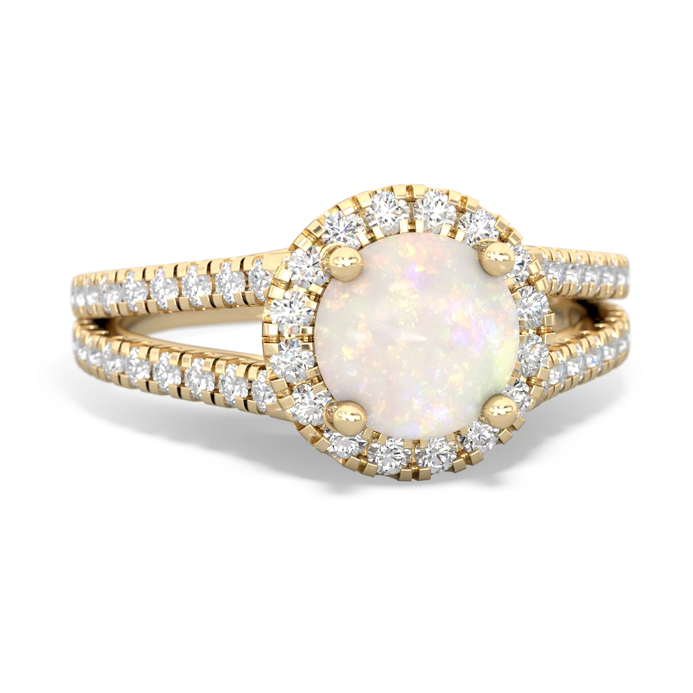 Opal Pave Halo 14K Yellow Gold ring R5490