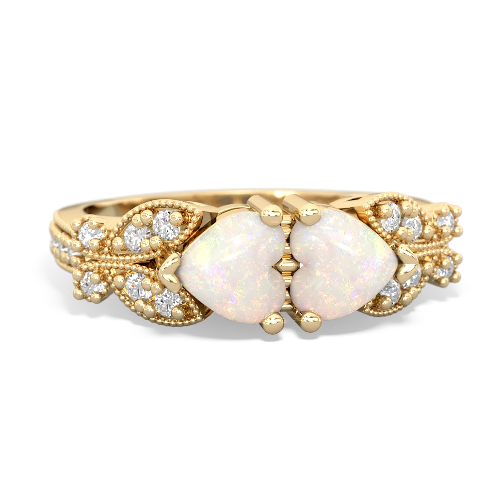 Opal Diamond Butterflies 14K Yellow Gold ring R5601
