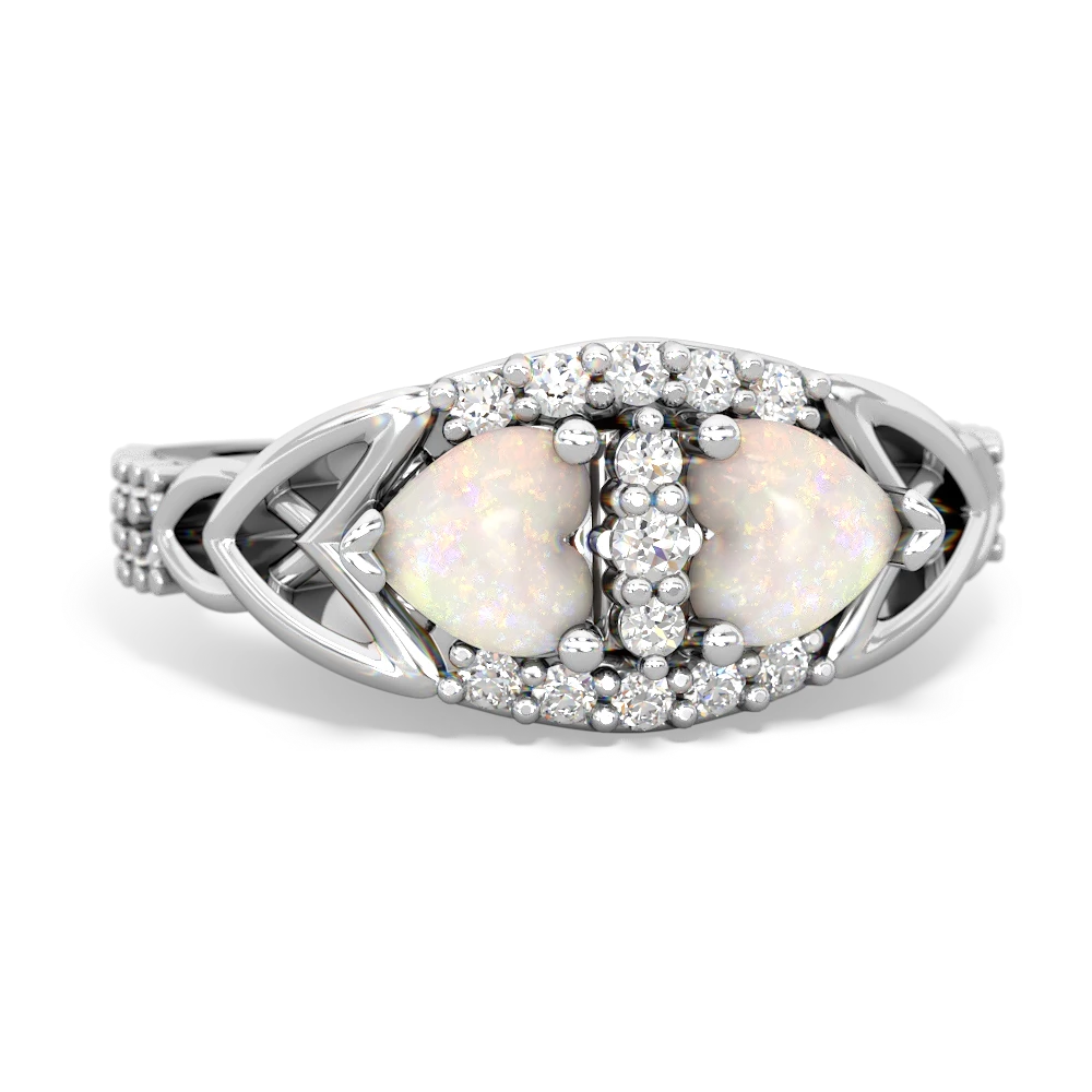 Opal Sparkling Celtic Knot 14K White Gold ring R2645