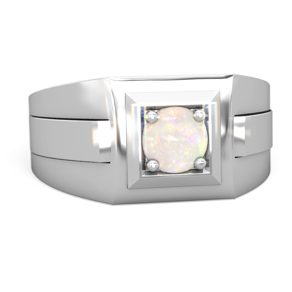 Opal Men's Squared Circle 14K White Gold ring R0480