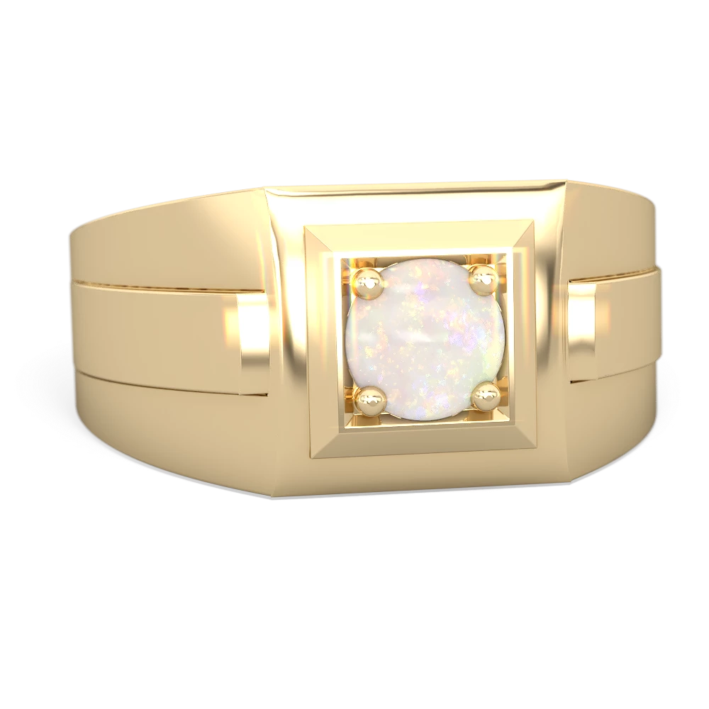 Opal Men's Squared Circle 14K Yellow Gold ring R0480