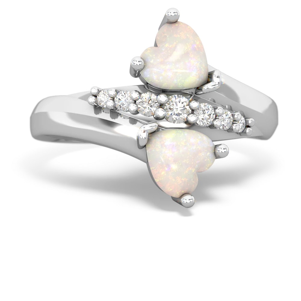 Opal Heart To Heart 14K White Gold ring R2064