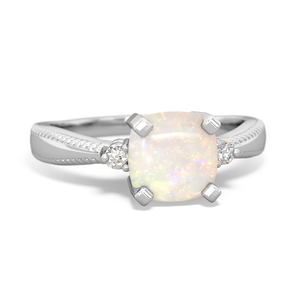 Opal Cushion Rope 14K White Gold ring R2484