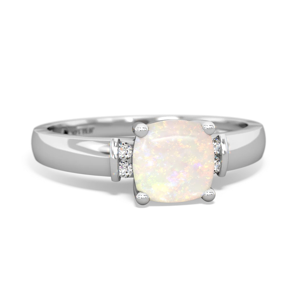 Opal Simply Elegant Cushion 14K White Gold ring R2489