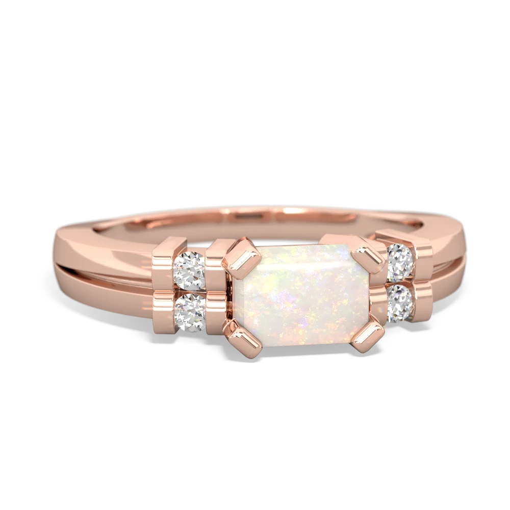 Opal Art Deco East-West 14K Rose Gold ring R2590