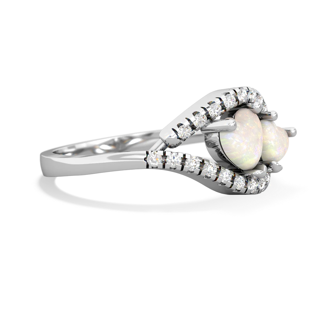 Opal Mother And Child 14K White Gold ring R3010