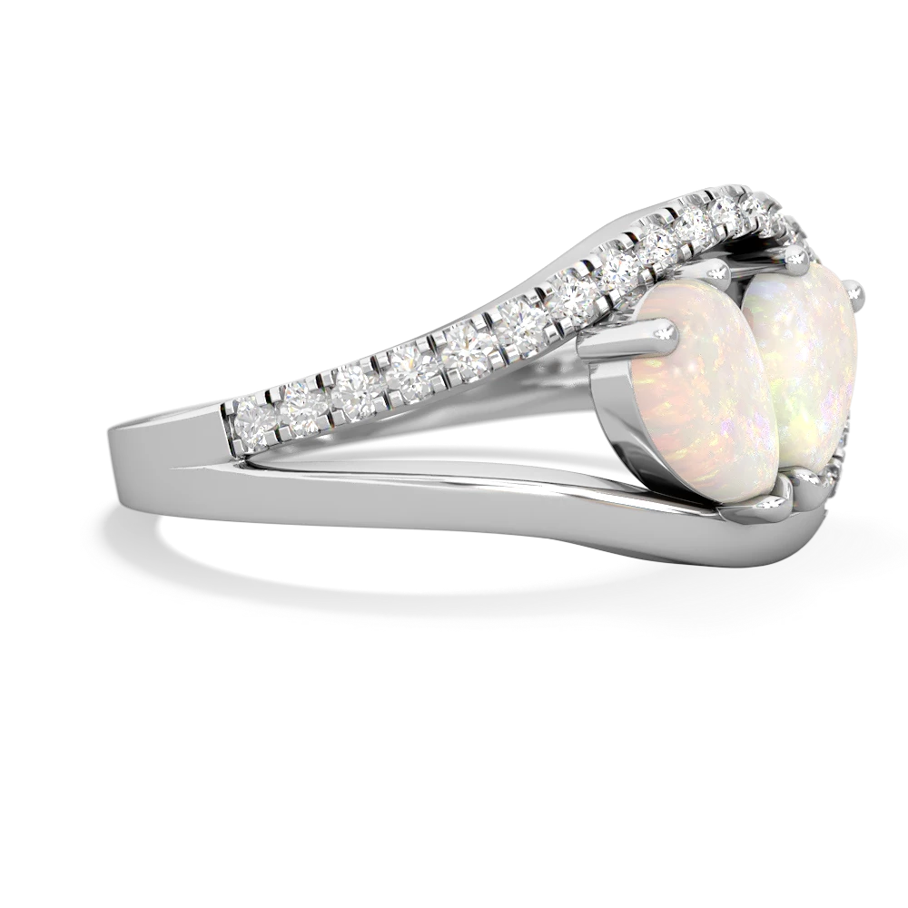 Opal Nestled Heart Keepsake 14K White Gold ring R5650