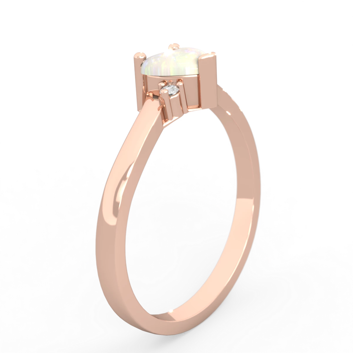 Opal Delicate Heart 14K Rose Gold ring R0203