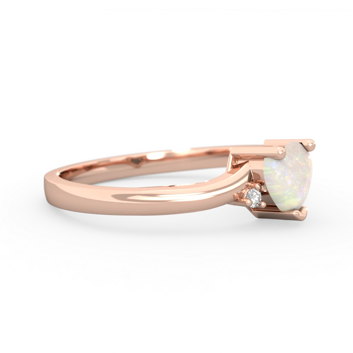 Opal Delicate Heart 14K Rose Gold ring R0203