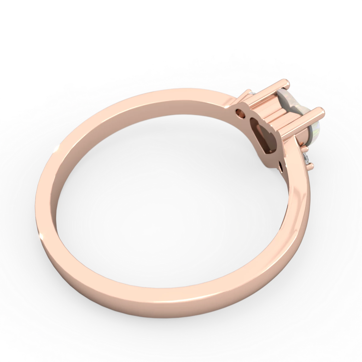 Opal Delicate Heart 14K Rose Gold ring R0203