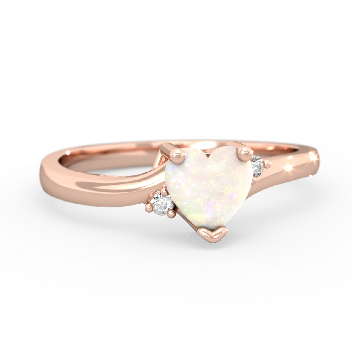 Opal Delicate Heart 14K Rose Gold ring R0203