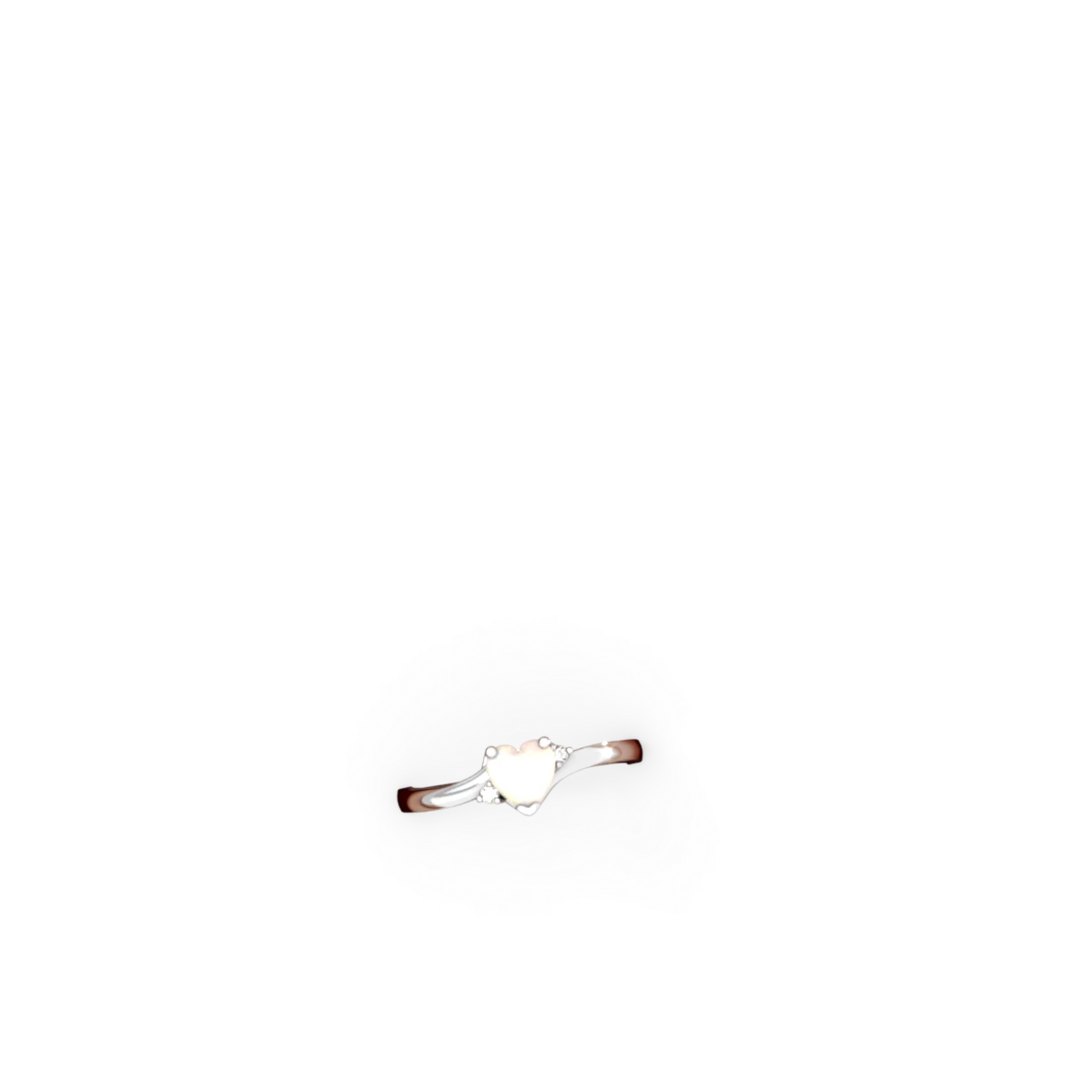 Opal Delicate Heart 14K White Gold ring R0203