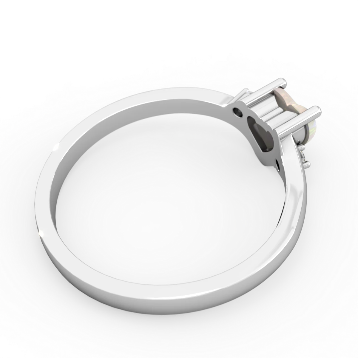 Opal Delicate Heart 14K White Gold ring R0203