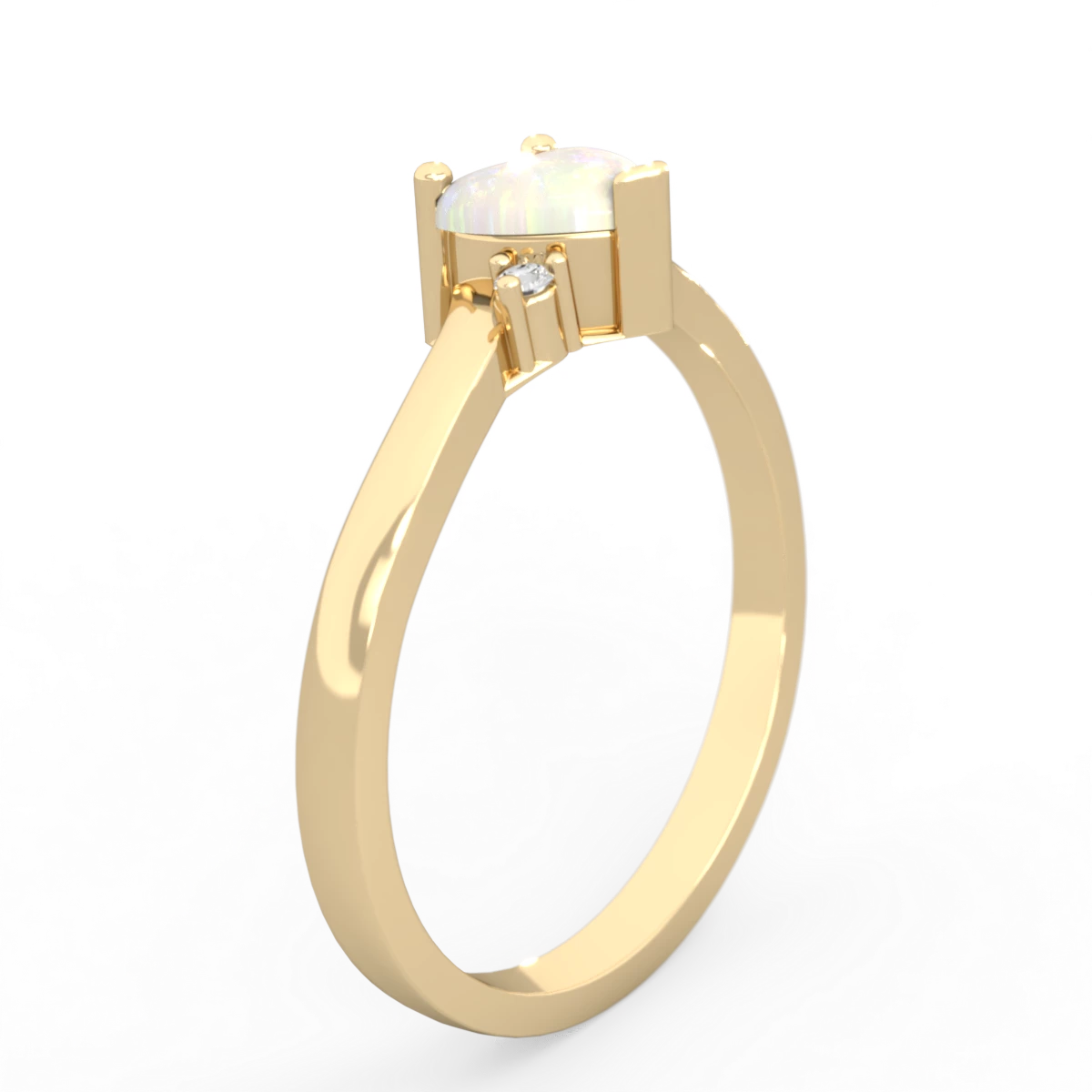 Opal Delicate Heart 14K Yellow Gold ring R0203