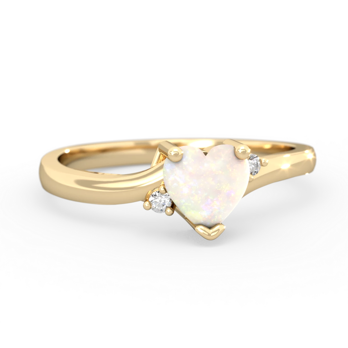 Opal Delicate Heart 14K Yellow Gold ring R0203