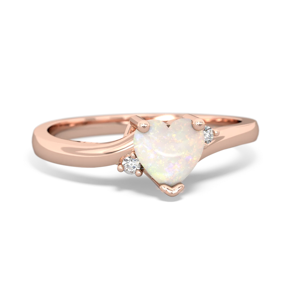 Opal Delicate Heart 14K Rose Gold ring R0203