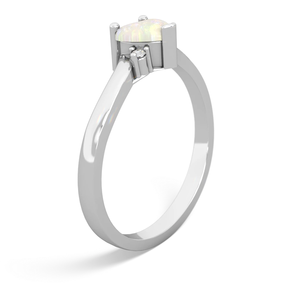 Opal Delicate Heart 14K White Gold ring R0203